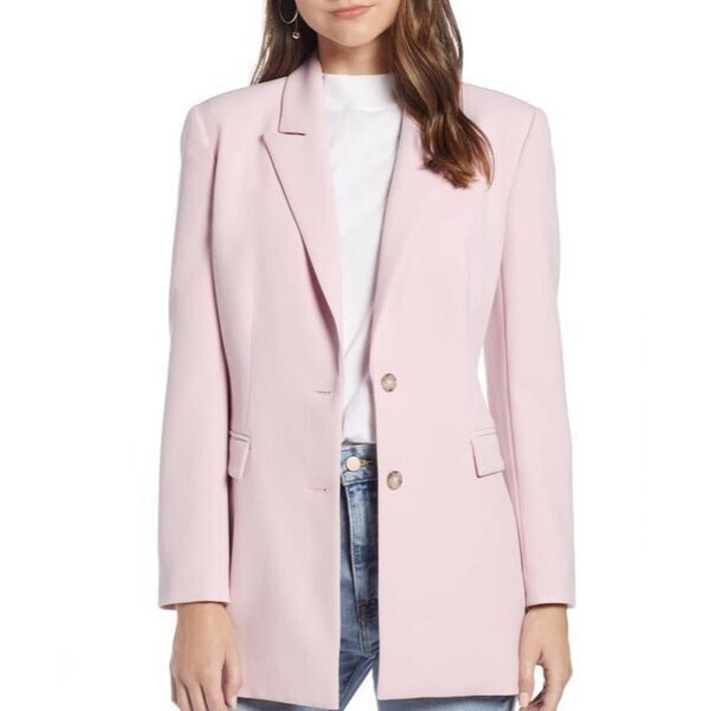 Something Navy Slouchy Power Pink Preppy Academia Oversized Blazer Size Xs